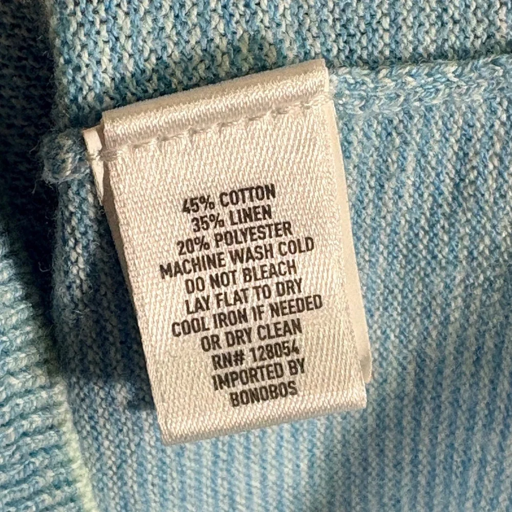 Bonobos Men's Slim Fit Cotton Linen Henley Sweater Light Blue Medium Lightweight